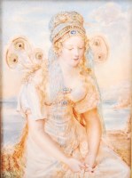 Lot 1363 - Harriot Walker - Three quarter length portrait...