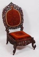 Lot 1374 - A late 19th century Burmese carved padouk...