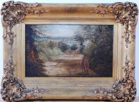 Lot 1438 - 19th century English school - Figure on a...