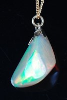 Lot 1217 - A polished opal pendant, the natural formed...
