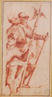 Lot 1458 - Veronese School - Old Master study of Soldiers,...