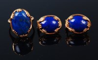 Lot 1242 - An 18ct gold lapis lazuli set ring with...