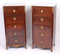 Lot 1494 - A pair of Continental walnut and marquetry...