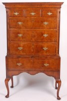 Lot 1541 - A mid-18th century figured walnut and inlaid...