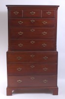 Lot 1550 - A George III mahogany chest-on-chest, the...