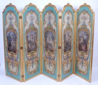 Lot 1551 - A Regency giltwood five-fold dressing screen,...