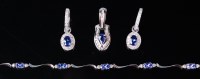 Lot 1229 - A contemporary 14ct white gold, tanzanite and...