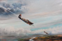Lot 201 - Dion Pears (1929-1985) - Spitfires in flight,...