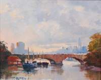 Lot 202 - Charles Smith (1913-2003) - Sailing barges on...