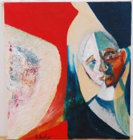 Lot 205 - A. Archer - Abstract portrait, oil and mixed...