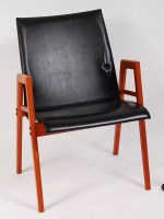 Lot 217 - A 1970s teak framed and black vinyl...