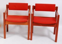 Lot 222 - A pair of 1970s teak framed and upholstered...