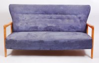 Lot 236 - A 1950s Danish blond beech framed and blue...