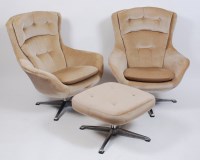 Lot 264 - A pair of 1960s sage fabric upholstered swivel...