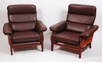 Lot 265 - A pair of 1970s Danish teak framed brown...