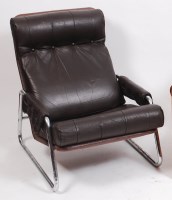 Lot 266 - A 1960s Danish tubular chrome and chocolate...