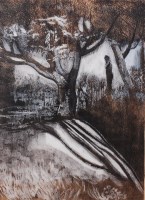 Lot 194 - 20th Century School - Figure in a wooded...