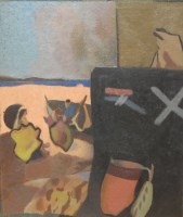 Lot 195 - John Dodgson (1890-1969) - The Beach, oil on...