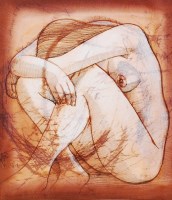 Lot 177 - Peter Nuttall (b.1943) - Seated nude female,...