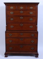 Lot 1522 - A George III oak chest-on-chest, the upper...