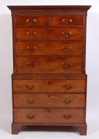 Lot 1542 - A George III mahogany chest-on-chest, having a...
