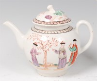 Lot 1064 - A Lowestoft porcelain bullet shaped teapot and...