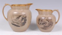 Lot 1067 - A pair of Victorian earthenware 'bat print'...