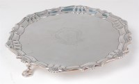 Lot 1120 - A George II silver card waiter, having a shall...