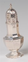 Lot 1129 - A silver pedestal sugar caster, of octagonal...
