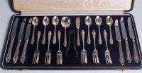Lot 1141 - A cased silver six place setting of afternoon...