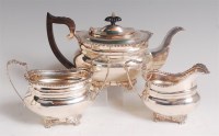Lot 1145 - An Edwardian silver three piece teaset,...