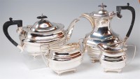 Lot 1155 - A Walker & Hall silver four piece tea and...