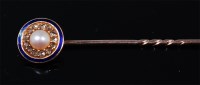 Lot 1206 - A yellow metal, seed pearl, diamond, and...