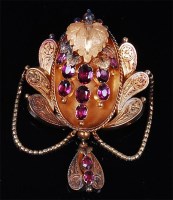 Lot 1210 - A late Victorian pinchbeck and amethyst set...