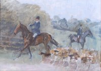 Lot 1451 - After Alfred J Munnings - Huntsmen with hounds,...