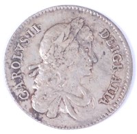 Lot 11 - England, 1668 shilling, Charles II laureate...