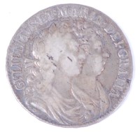 Lot 12 - England, 1689 half crown, William and Mary...