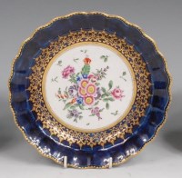 Lot 681 - A Dr Wall period Worcester lobed dessert plate,...