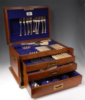 Lot 721 - A circa 1900 oak fitted cutlery canteen and...