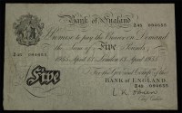 Lot 210 - Great Britain, Bank of England five pound note...