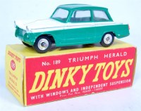 Lot 1926 - Dinky Toys, 189 Triumph Herald, green roof and...