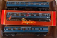 Lot 964 - 3 Hornby blue/silver 'Coronation Scot' coaches,...