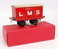 Lot 420 - Hornby 1926-7 LMS Red Gunpowder Van, open axle...