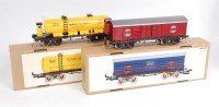 Lot 435 - Paya dark maroon bogie goods van with brakeman'...