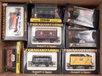 Lot 825 - Box containing 16 boxed Graham Farish wagons,...