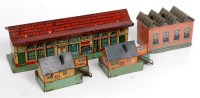 Lot 1095 - Bing Table Railway engine shed and 2 small...