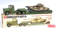 Lot 1637 - Corgi Toys, Gift Set 10, tank transporter and...