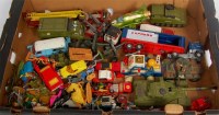 Lot 1998 - Tray of mixed play worn and loose Dinky, Corgi,...