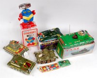 Lot 3201 - Tinplate Tank, Robot and Saloon Group, to...