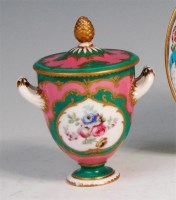 Lot 74 - A Sevres porcelain pedestal Pompadour pot and...